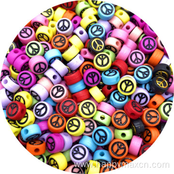 Multi-color 4*7mm large peace sign charm beads